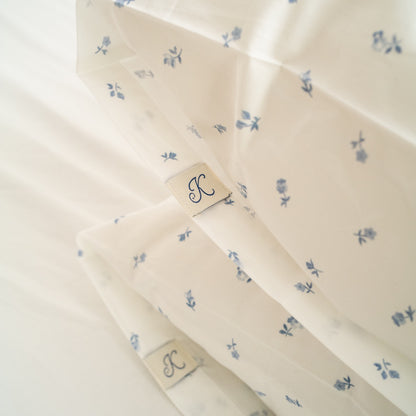 Celeste - Blue Floral Percale Sheet Set